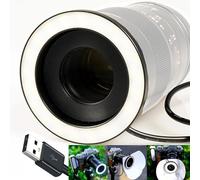 Gua'ge 62 mm Calibre LED Macro Ring Light Macro Photography Brightening Light 7 W Brightness 3 Colour Temperatures for DSLR Camera Lens Includes Adapter Ring USB Port Power Supply