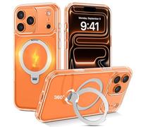 GUAGUA 360° Spin Stand for iPhone 17 Pro Case [Fit for MagSafe] [Camera Control Button] [14FT Military Protection] Crystal Clear Back Slim Shockproof Anti-Scratch Phone Cover, Clear