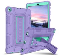 GUAGUA Compatible with Samsung Galaxy Tab A 10.1 2019 Case SM-T510 T515 Kickstand 3 in 1 Heavy Duty Rugged Bumper Shockproof Protective Anti-Scratch Case for Galaxy Tab A 10.1 2019, Purple/Green