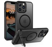 GUAGUA for iPhone 12 Pro Max Case with Stand, iPhone 15 Pro Max Magnetic Case with Foldable Invisible Stand Translucent Back Slim Protective Shockproof Kickstand Case for iPhone 15 Pro Max 6.7", Black