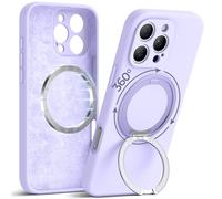 GUAGUA Liquid Silicone for iPhone 16 Pro Case with 360 Spin Magnetic Ring Stand (Compatible with MagSafe) [Camera & Military Drop Protection] Protective Non-Slip for iPhone 16 Pro Phone Case, Purple