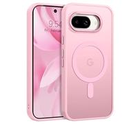 GUAGUA Magnetic for Google Pixel 9A Case [Compatible with MagSafe] [Military Grade Protection] Translucent Matte Back Slim Shockproof Anti-Scratch Anti-Fingerprint Phone Cover, Tender Pink