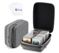 guaiboshi Portable Trading Card Storage Case：Holds 800+ Double Sleeved Cards, 6 Clear Commander Deck Boxes with 6 Dividers & Strap, Fits MTG, YuGiOh, TCG, Sports Cards