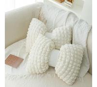 GUAKK 2PCs Bowknot Throw Pillows Set Cute Bow-Shaped Lumbar Support Floor Sitting Cushions for Sofa, Bed, Car Seats, Office Chairs Soft Plush Home Decor Pillows for Living Room & Bedroom (white)