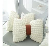 GUAKK 2PCs Bowknot Throw Pillows Set Cute Bow-Shaped Lumbar Support Floor Sitting Cushions for Sofa, Bed, Car Seats, Office Chairs Soft Plush Home Decor Pillows for Living Room & Bedroom (white1)