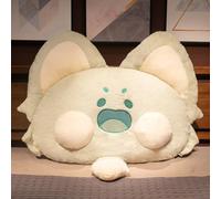 GUAKK Plush 3D Cat Pillows Soft Fleece Cuddle Cushion for Backrest and Lumbar Support, Cute Stuffed Animal Throw Pillow for Sofa, Bed, Headboard Reading Relaxation (green)