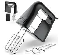 GUALIU 400W Electric Hand Mixer, 5-Speed Handheld Mixer Large Food Mixer with 304 Stainless Steel Whisk Beaters, Dough Hook & Storage Bag, Hand Blender for Baking & Cooking, Turbo Boost/Black