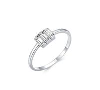 Gualiy 14K White Gold Ring Wedding Ring, Promise Simple Ring with Rectangular Created Diamond Engagement Marriage Rings for Women Size H 1/2