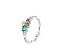 Gualiy 18K White Gold Ring, Promise Rings Elegant Heart Lab Created Emerald and Citrine Peridot Moissanite Wedding Band Comfort Fit for Women Size N 1/2