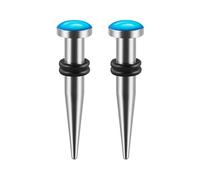 Gualiy 2 PCS Flesh Tunnels 8G, Ear Gauges Plugs Flat Cylinder with Stone Plugs 2.5mm for Women Men, Blue