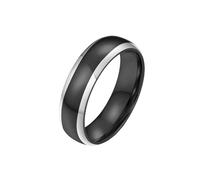 Gualiy 6MM 316L Stainless Steel Ring, Black Ring High Polished Bicolor Marriage Promise Rings for Men Size X 1/2
