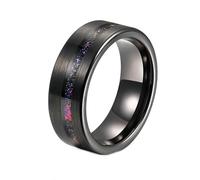 Gualiy 8MM Tungsten Carbide Ring, Black Brushed Ring Centre Sand Wedding Anniversary Rings for Men Size N 1/2-Z