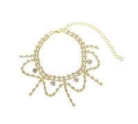 Gualiy Ankle Bracelet Gold, Anklet Bracelets Cubic Zirconia Tassels Anklet Foot Chain 19.8+10.2cm