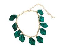 Gualiy Ankle Bracelets Gold, Anklet Bracelets with Green Petals Foot Jewelry for Women 22+10.5cm