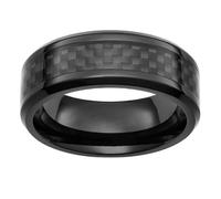 Gualiy Black Ceramic Ring, 6MM Ring Carbon Fiber Inlay Wedding Band Men Size N 1/2