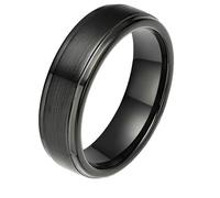 Gualiy Black Titanium Ring, 6MM Brushed Ring Beveled Polished Edge Engagement Marriage Rings Size L 1/2