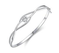 Gualiy Bracelets for Women Silver 925 Cross Hollow Flower with Cubic Zirconia Bracelet Women Jewelry