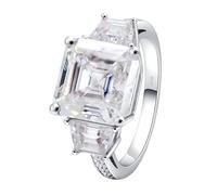 Gualiy Engagement Ring Women White Gold, 14K Square Shape Moissanite 5ct Promise Band Rings Size I 1/2