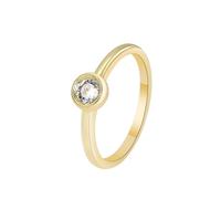 Gualiy Engagement Rings for Women Yellow Gold, 14K Simple Round Shape Moissanite Marriage Rings Size Q 1/2