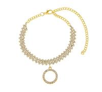 Gualiy Gold Anklet Bracelet for Women, Cubic Zirconia Tennis Chain with Circle Anklet Bracelet Jewelry 18+10cm