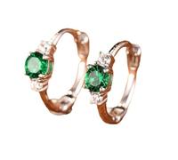 Gualiy Hoop Earrings 9K White Gold with 0.26ct Lab Created Emerald and Moissanite Earrings for Women Huggie