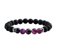 Gualiy Mens Bracelet Beads, 8MM Lava Rock Agate Stone Bracelet for Women