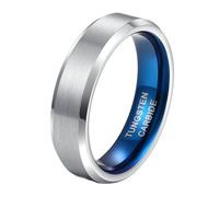Gualiy Men's Rings Tungsten, 4MM Silver Brushed Ring Beveled Polished Edge Womens Wedding Rings Comfort Fit Size J 1/2-Z