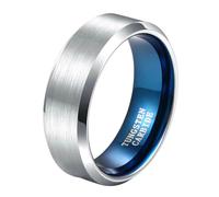 Gualiy Men's Rings Tungsten, 4MM Silver Brushed Ring Beveled Polished Edge Womens Wedding Rings Comfort Fit Size J 1/2-Z