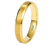 Gualiy Men's Tungsten Promise Rings, 2/4/6/8MM Gold Brushed Ring Beveled Polished Edge Wedding Bands and Rings Size N 1/2-Z