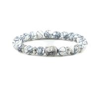 Gualiy Mens Yoga Beaded Bracelets, 8MM White Turquoise Bracelet with Buddha Head for Women Elastic 18CM