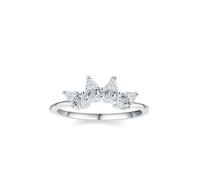 Gualiy Platinum Engagement Ring, Promise Crown Ring with Pear Shape Moissanite Wedding Bands Comfort Fit for Women Size N 1/2