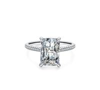Gualiy Platinum Engagement Rings for Women, Promise Ring with 5ct Rectangular Moissanite Wedding Ring Jewelry Size P 1/2