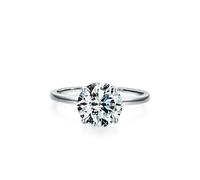 Gualiy Platinum Ring for Women, Promise Rings 3ct Round Shape Moissanite Solitaire Wedding Anniversary Ring Size T 1/2