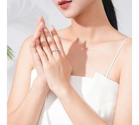 Gualiy Platinum Wedding Band Ring, Engagement Geometric Simple Ring with Created Diamond Marriage Promise Rings for Women Size J 1/2