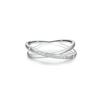 Gualiy Platinum Womens Rings, Wedding Ring X Cross with Moissanite Anniversary Rings Size P 1/2