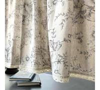 Gualiy Short Blackout Curtains, Small Curtain for Bathroom Window Peony Print Lace Trim, Grey Black Beige, W 55" x L 16", 1 Panel