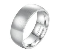 Gualiy Silver Titanium Promise Ring, 8MM Simple Ring Wedding Anniversary Rings for Men Size W 1/2