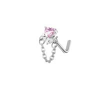 Gualiy Stainless Steel Nose Ring 20G, Silver Nose Ring Stud Heart and Star with Cubic Zirconia Piercing Jewelry Cartilage Earring
