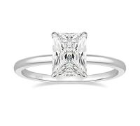 Gualiy Sterling Silver Bands Rings for Women, 3ct Rectangular Cubic Zirconia Wedding Ring Comfort Fit Size N 1/2