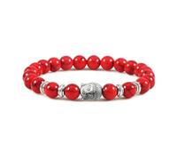 Gualiy Stone Bracelets, 8MM Lava Rock Bracelet with Buddha Head for Women Men Elastic 18CM