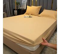 Gualiy Super King Bamboo Fiber Fitted Sheet Set, Solid Color Bottom Fitted Bed Sheets Non Slip Fitted Sheets 180x200cm, Yellow