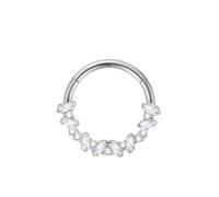 Gualiy Titanium Nose Ring Hoop, 16G Silver Nose Rings Hoop with Rectangle and Round Cubic Zirconia Tragus Helix Cartilage Piercing Jewelry