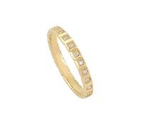 Gualiy Wedding Band Women Yellow Gold 18K, Simple Square Shape with Moissanite Marriage Promise Ring Size O 1/2