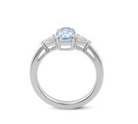 Gualiy Wedding Band Womens White Gold, 18K with Oval Blue Aquamarine Promise Engagement Rings Size R 1/2
