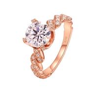 Gualiy Wedding Bands 14K Gold, Rose Gold Infinity Ring with 2ct Round Moissanite Engagement Marriage Ring for Women Size J 1/2