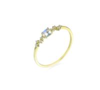 Gualiy Wedding Bands for Women 18K Gold, Yellow Gold Stackable Ring with Moonstone and Topaz Promise Rings Size W 1/2