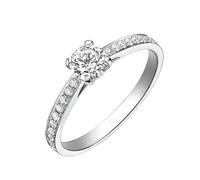 Gualiy Wedding Ring White Gold for Women 18K with 0.4ct Round Diamond Promise Ring Bands Size J 1/2