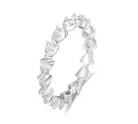 Gualiy White Gold Engagement Ring, 9K Promise Rings Eternity 3x3mm Teardrop Moissanite Womens Weddings Rings Size N 1/2