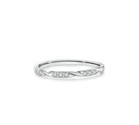 Gualiy White Gold Womens Rings, 14K Promise Ring Twisted Design with Round Diamond Wedding Ring for Women Size T 1/2