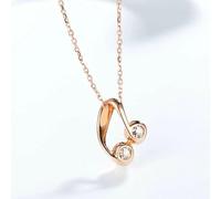 Gualiy Women 14K Gold Necklace Pendant, Rose Gold Music Note with 0.19ct Diamond Bridal Necklace